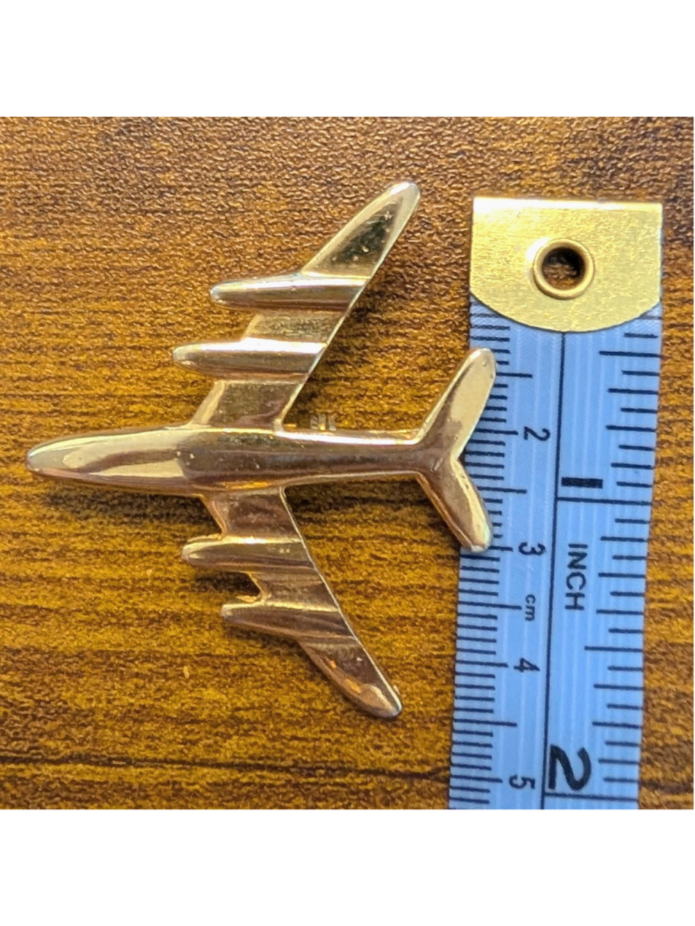 Vintage Gold Tone Airplane Brooch Jet Plane Aviation Enthusiast Pilot Travel Pin - Picture 6 of 6